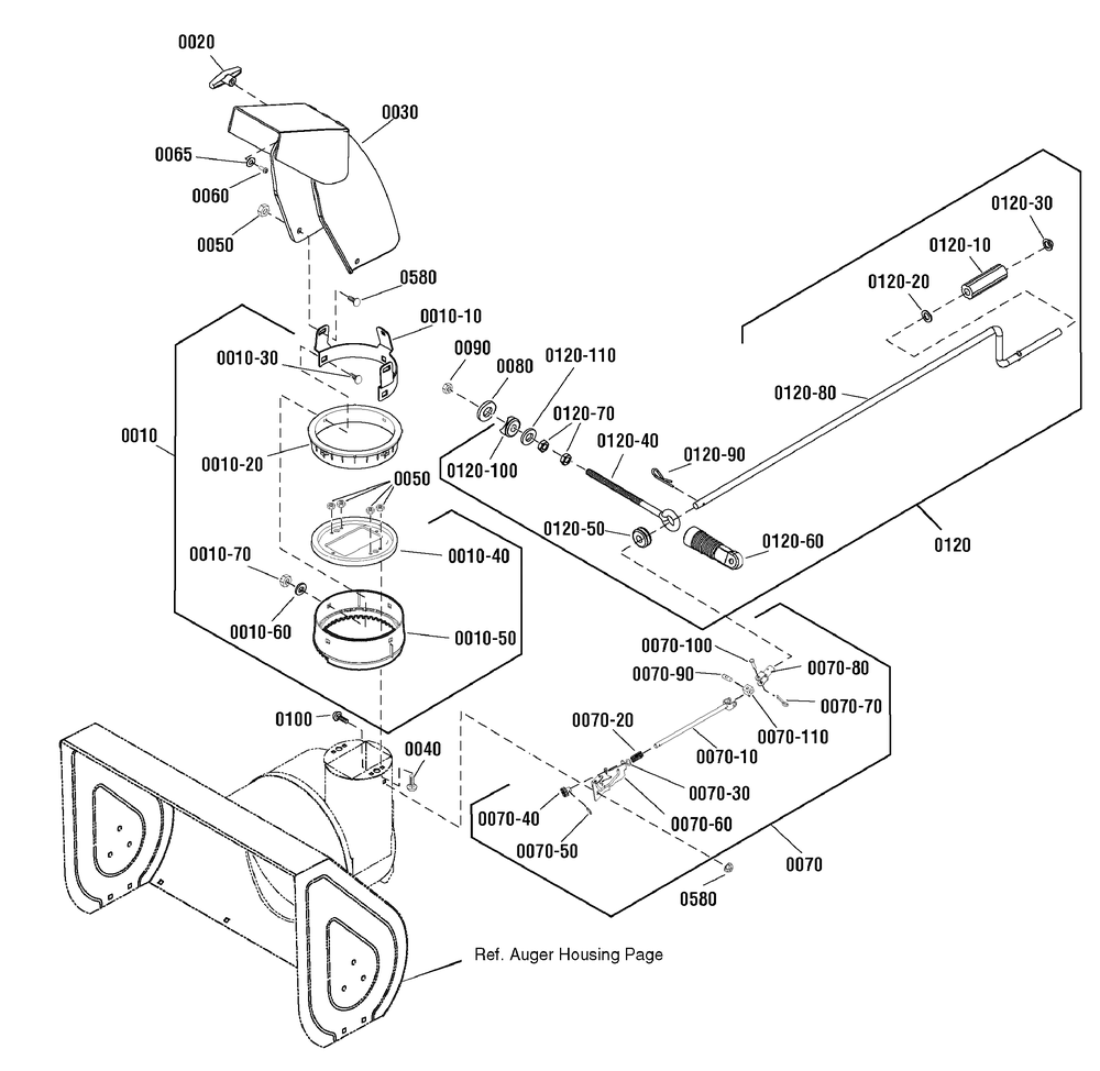 Discharge Chute Group Diagram and Parts List for 1696050-LP25936-726E 2011 Briggs and Stratton Snow Blower